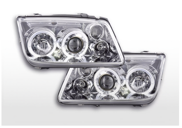 FK LED DRL Angel Eye Projektorscheinwerfer VW Bora 1J 98–05 Chrom RHD Plug &amp; Play