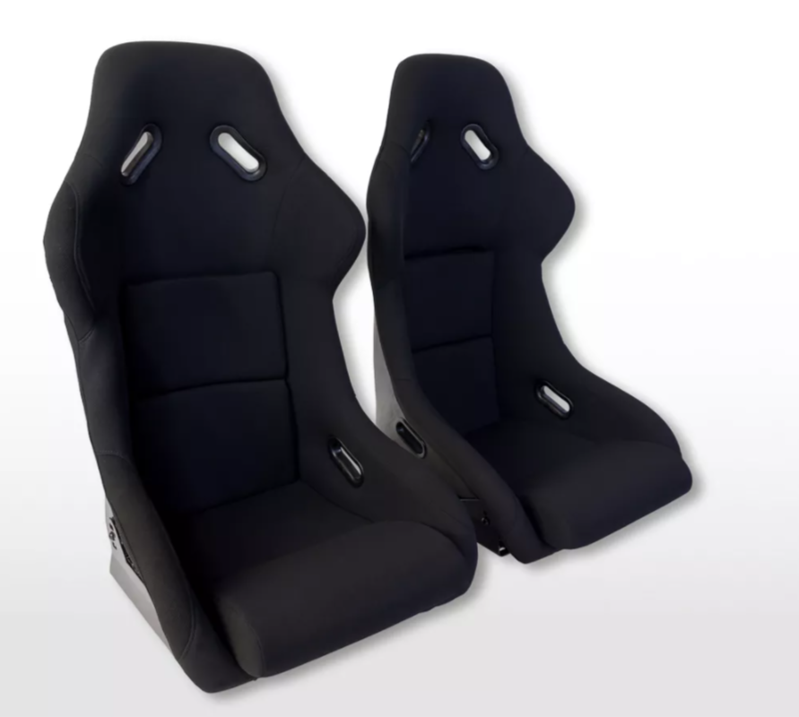 FK Pair of Universal Racing Sports Bucket Seats Fixed Back Drift Track Black