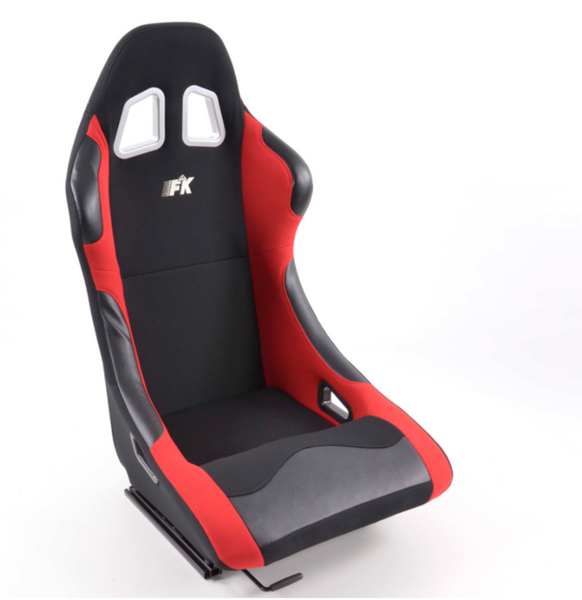 FK Universal Fixed Back Bucket Seats & slide runners RED Track Drift Car 4x4