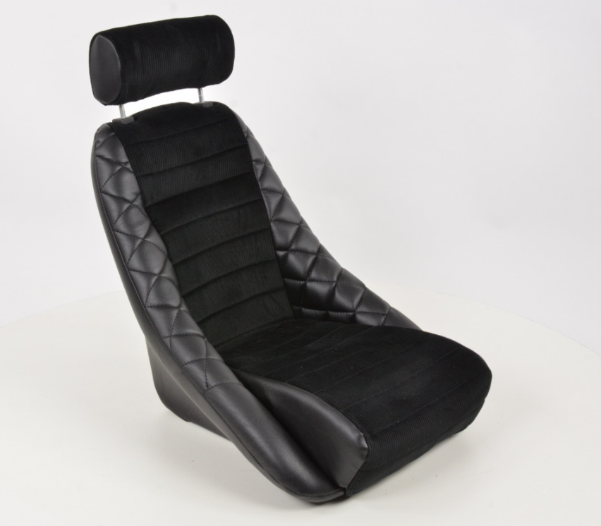 Black Quilted Classic Car Retro Kit Speedster Sports Car Fixed Bucket Seats