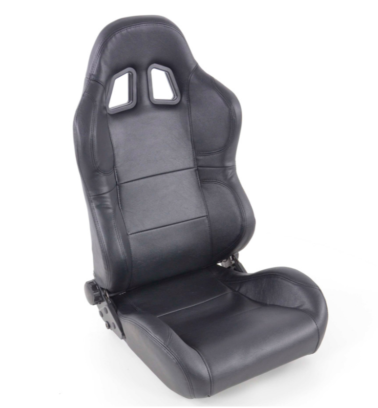 FK Pair of Universal Sports Bucket Seats Black Reclining inc univ slide runners