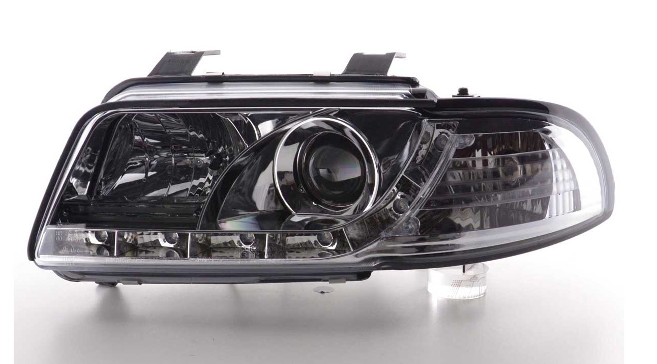 FK LED DRL Angel Eye Projector headlights Audi A4 B5 8D 95-99 black chrome S4