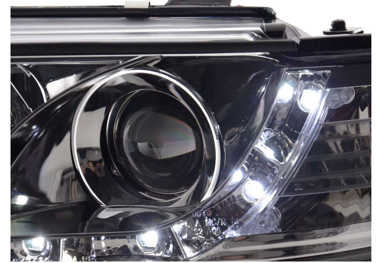 FK LED DRL Angel Eye Projector headlights Audi A4 B5 8D 95-99 black chrome S4