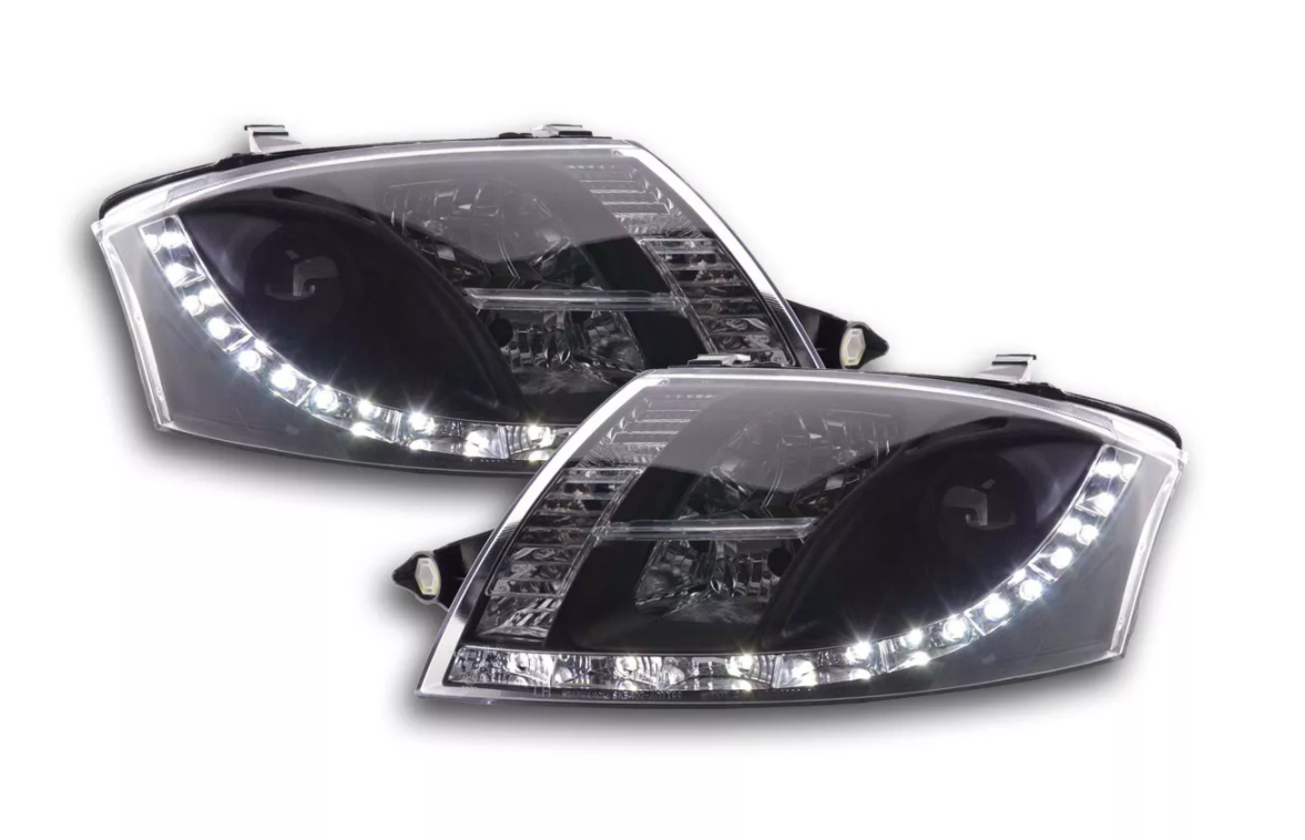 FK Pair LED DRL Projector headlights Audi TT 8N 99-06 black 1.8 3.2 Quattro LHD