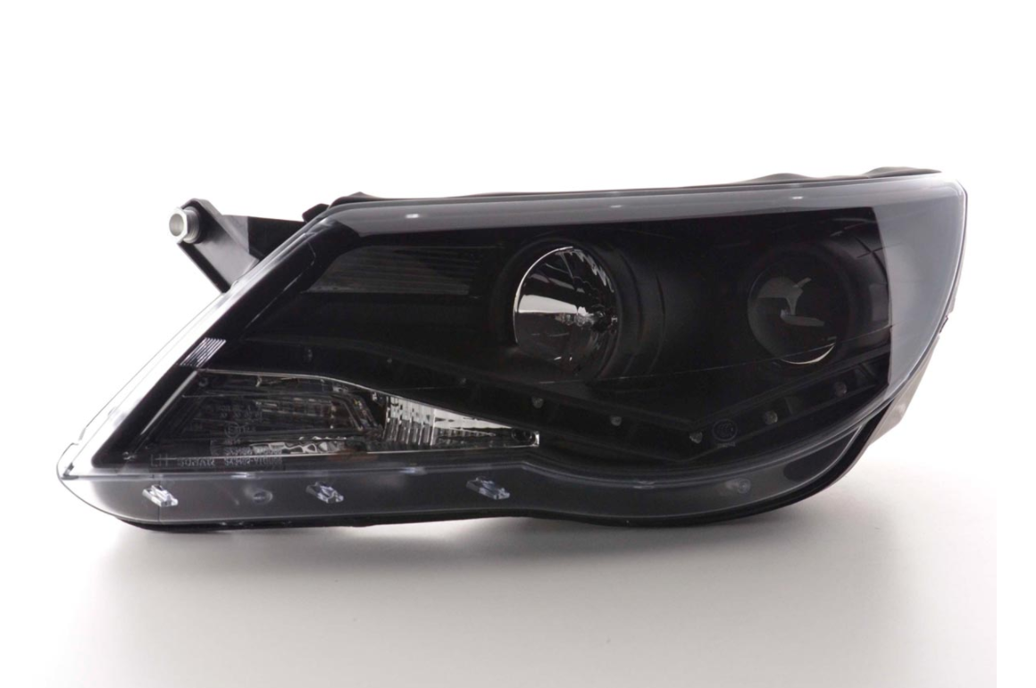 FK Paar LED DRL Projektorscheinwerfer VW Tiguan 5N 07-11 schwarz inkl. Servo LHD