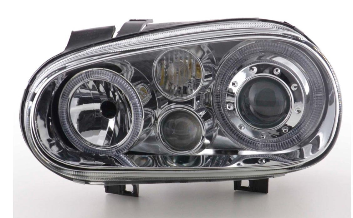 FK LED DRL Angel Eye Headlights set VW Golf 4 MK4 1J 98-03 chrome RHD & LHD