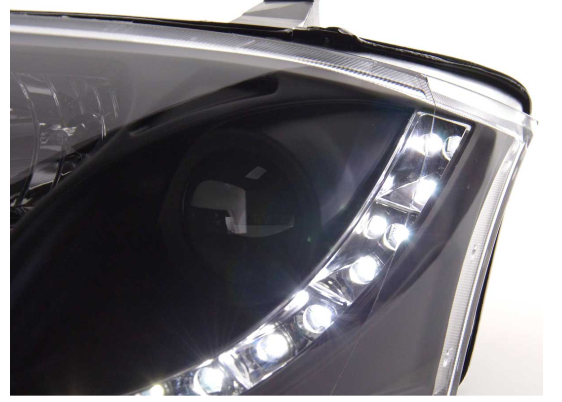 FK Paar LED DRL Projektorscheinwerfer Audi TT 8N 99-06 schwarz 1.8 3.2 Quattro LHD