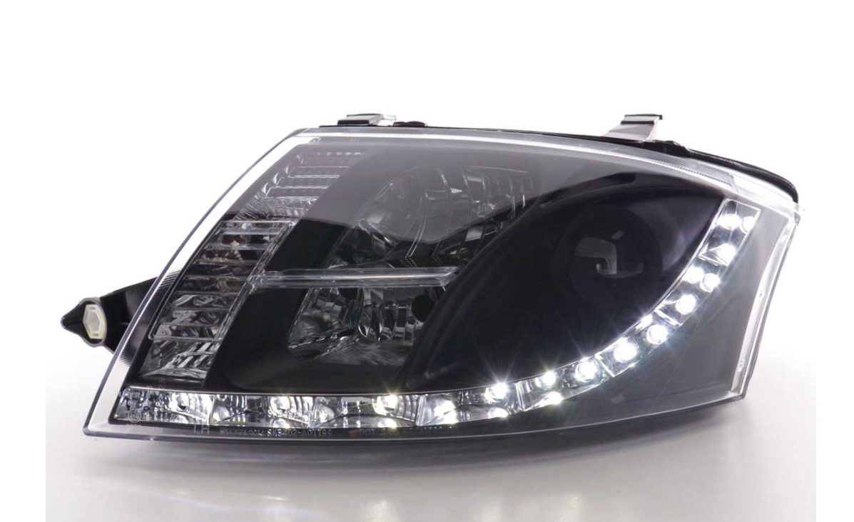 FK Pair LED DRL Projector headlights Audi TT 8N 99-06 black 1.8 3.2 Quattro LHD