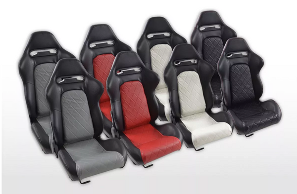 FK Universal Reclining Bucket Sports Seats - Luxury Quilted Synthetic Leather