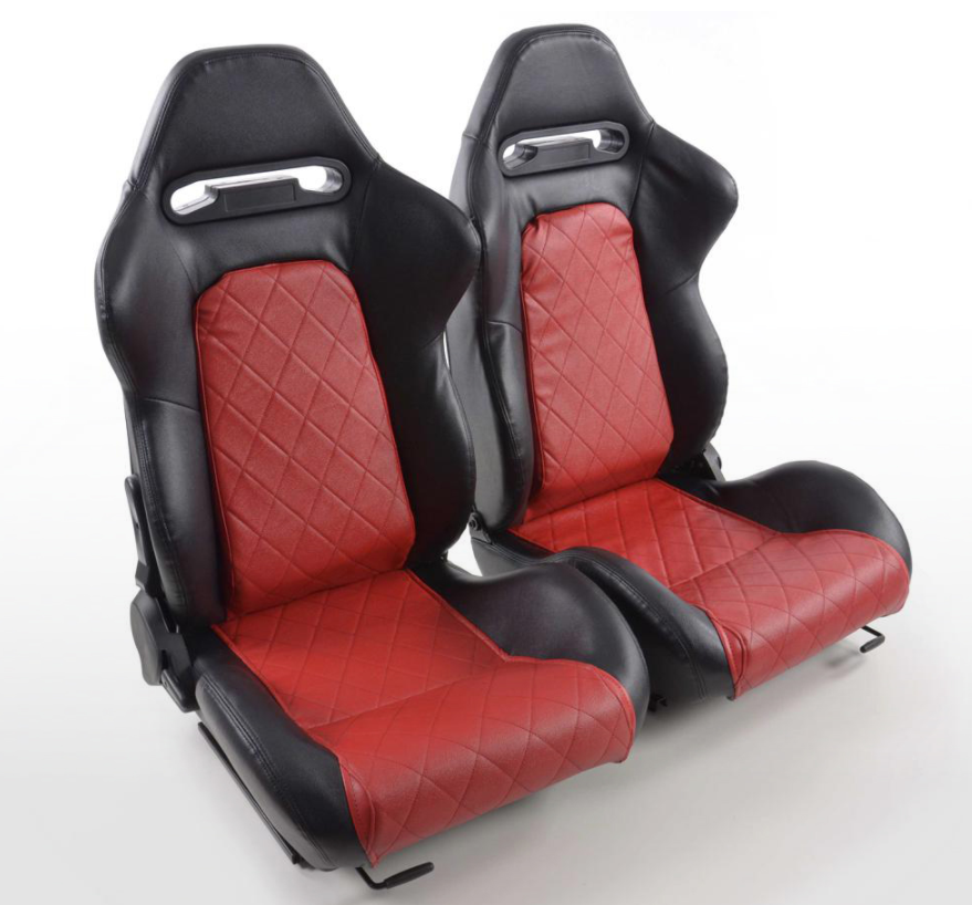 FK Universal Reclining Bucket Sports Seats - Luxury Quilted Synthetic Leather