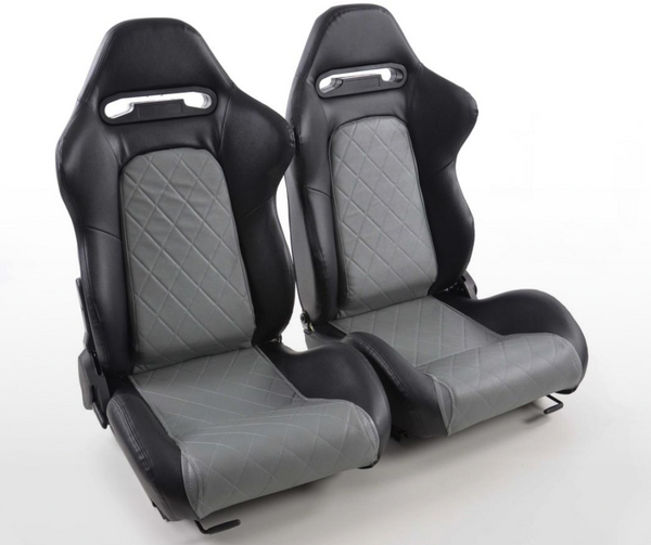 FK Universal Reclining Bucket Sports Seats - Luxury Quilted Synthetic Leather