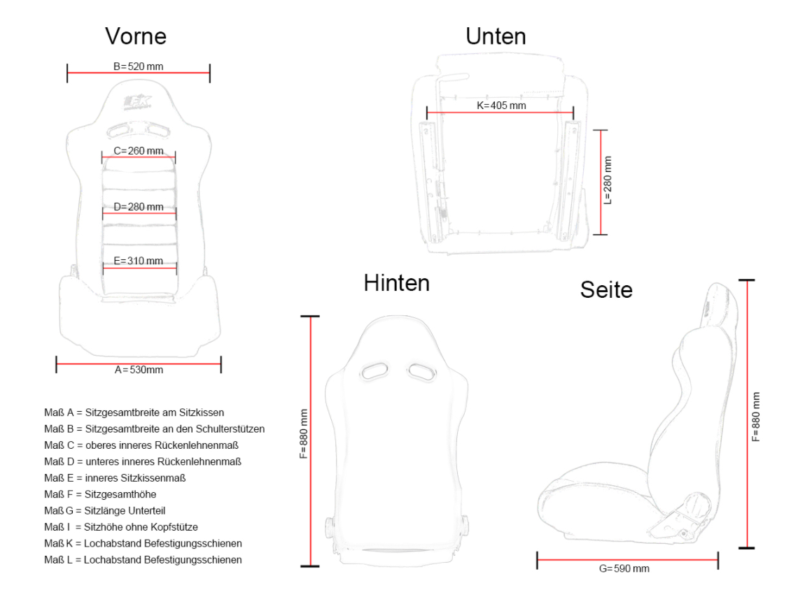 FK Universal Reclining Bucket Sportsitze – Luxuriöses gestepptes Kunstleder 