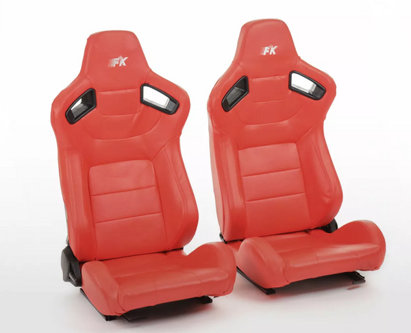 FK Pair Bucket Sports Seats Set - Bright RED TYPHOON Car Van 4x4 Custom Project
