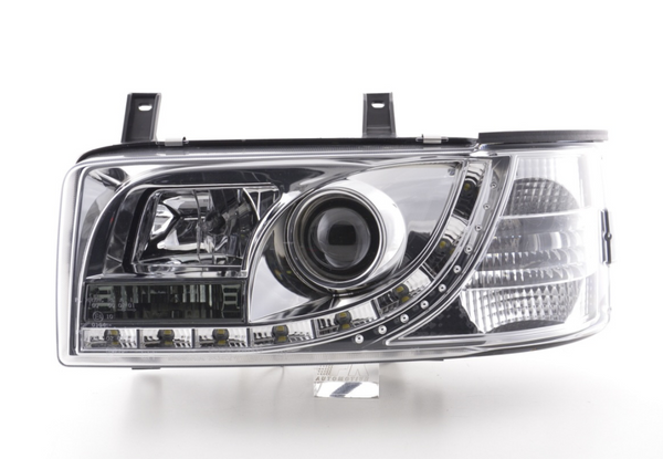 FK Set LED DRL Devil Eye Projektorscheinwerfer VW Transporter T4 90-96 Chrom RHD 