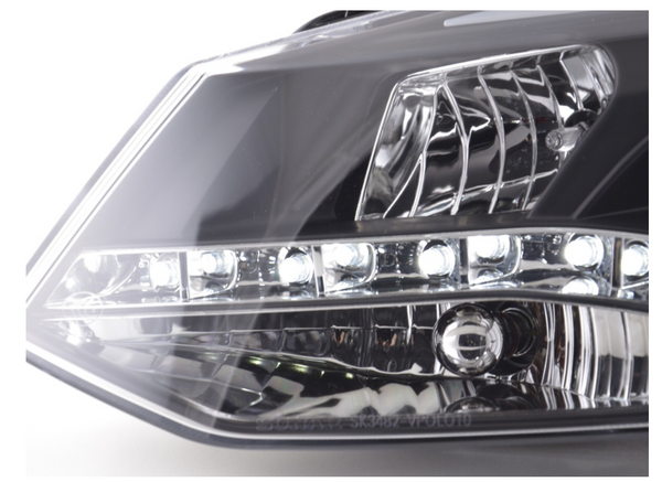 FK Paar LED DRL Projektorscheinwerfer VW Polo 6R 2009+ schwarz RHD Plug &amp; Play