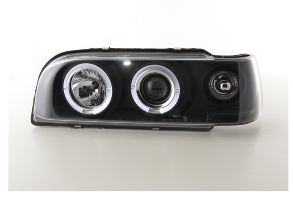 FK LED DRL Angel Eye Projektor-Scheinwerfer-Set Volvo 850 92–97 schwarz RHD