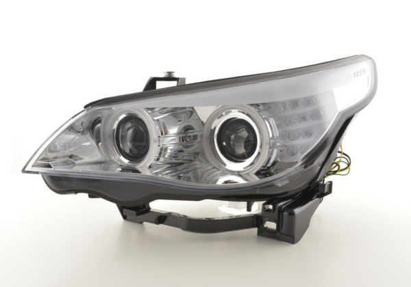 FK LED DRL Angel Eye Projector headlights BMW 5-Series E60 E61 03-04 Chrome RHD