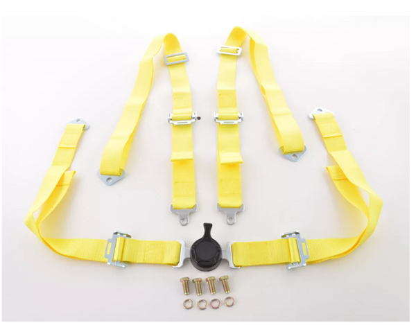 FK harness 4 point universal seat belt YELLOW track rally race bucket safety