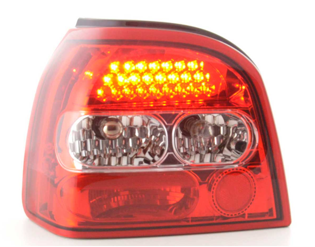 FK Paar VW GOLF MK 3 MK3 3 CLEAR LED Lightbar REAR LIGHTS 1HXO 92-97 red