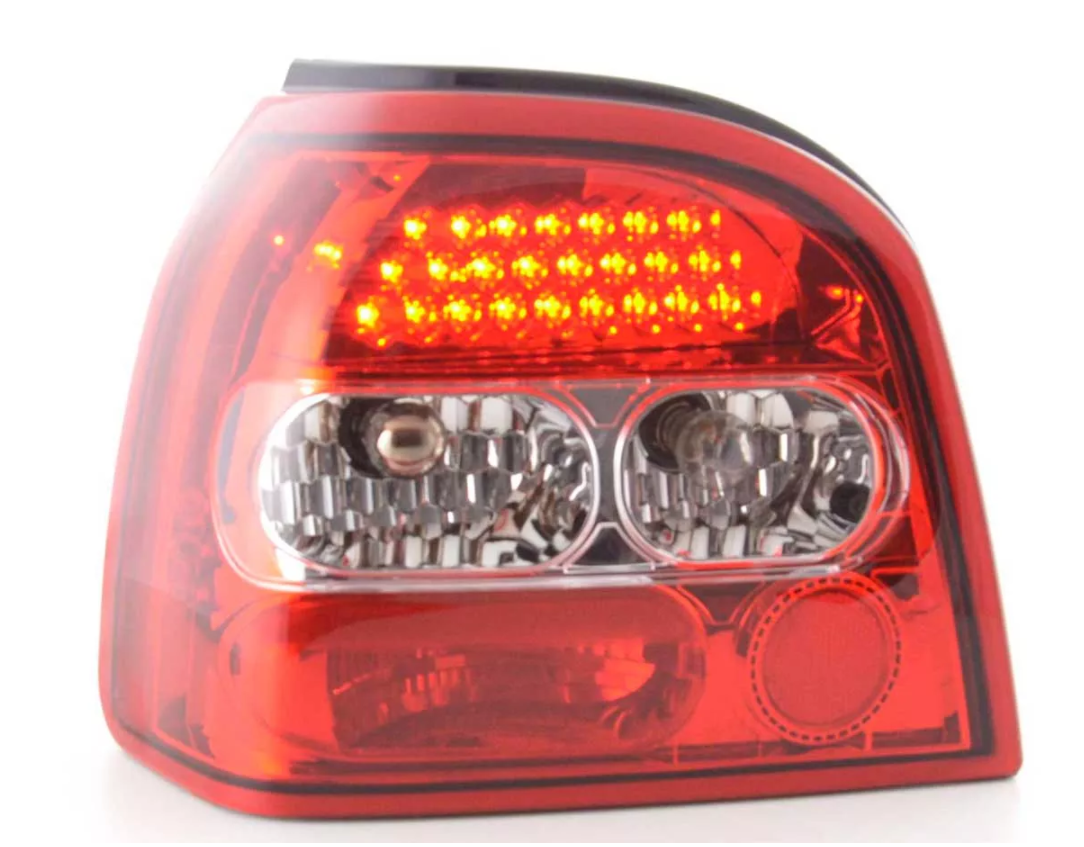 FK Paar VW GOLF MK 3 MK3 3 CLEAR LED Lightbar REAR LIGHTS 1HXO 92-97 red