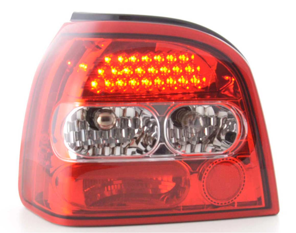 FK Pair VW GOLF MK 3 MK3 3 CLEAR LED Lightbar REAR LIGHTS 1HXO 92-97 red