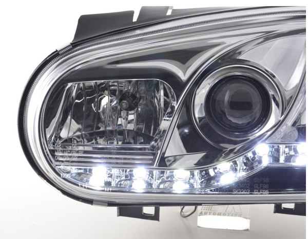 FK Set LED DRL Projector Angel Eye Headlights VW Golf 4 1J MK4 98-03 chrome RHD