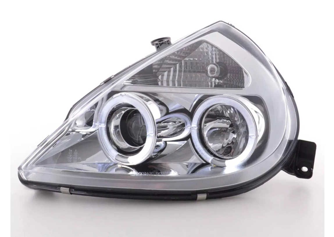 FK Pair LED DRL Angel Eye Projector headlights Ford KA RBT 96-08 chrome LHD