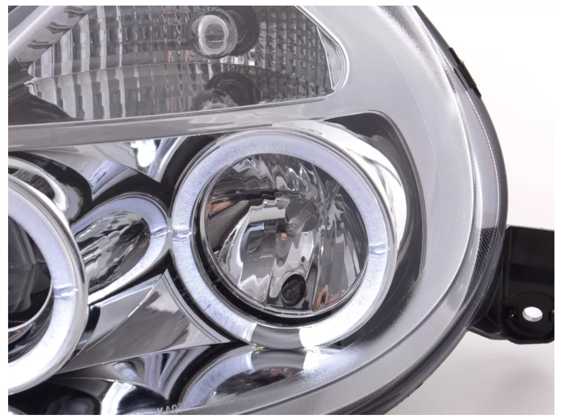 FK Pair LED DRL Angel Eye Projector headlights Ford KA RBT 96-08 chrome LHD