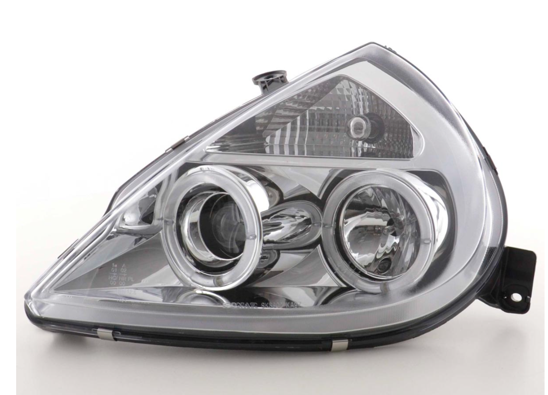 FK Pair LED DRL Angel Eye Projector headlights Ford KA RBT 96-08 chrome LHD