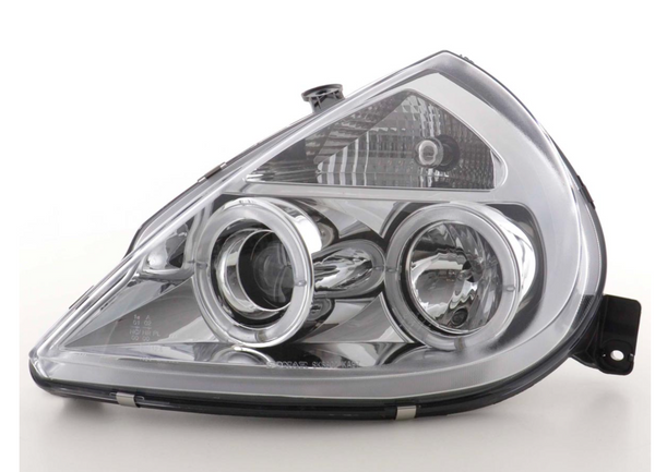 FK Paar LED DRL Angel Eye Projektorscheinwerfer Ford KA RBT 96–08 Chrom LHD 