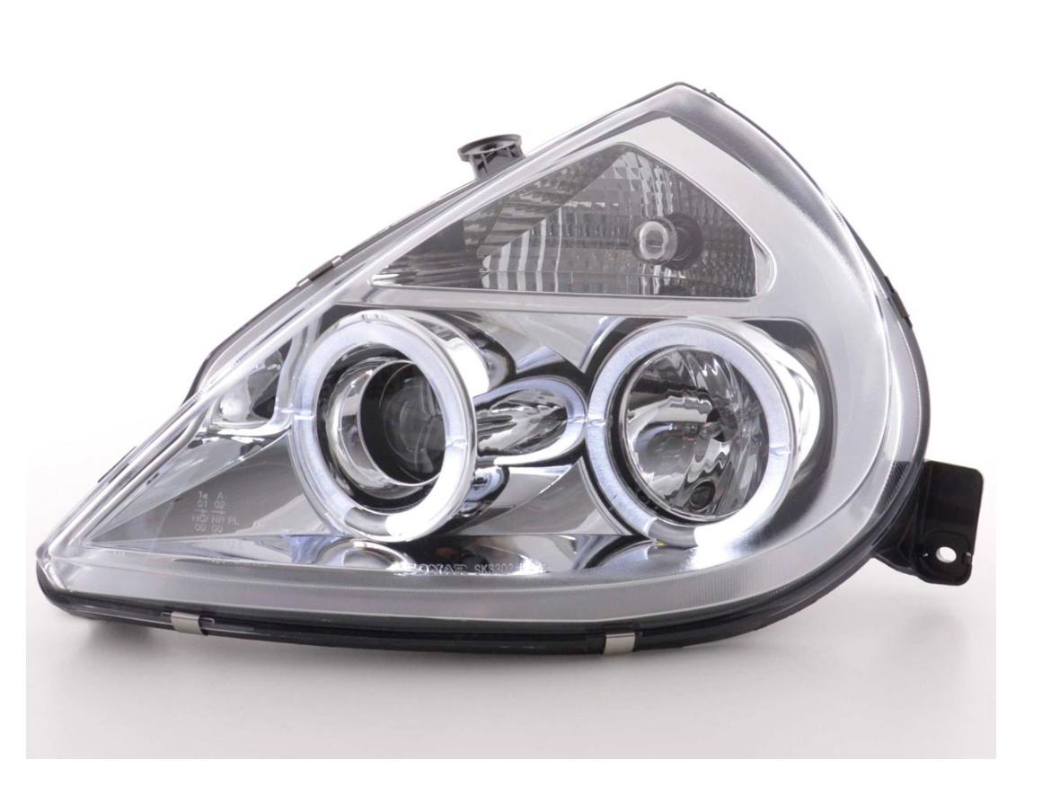 FK Pair LED DRL Angel Eye Projector headlights Ford KA RBT 96-08 chrome LHD