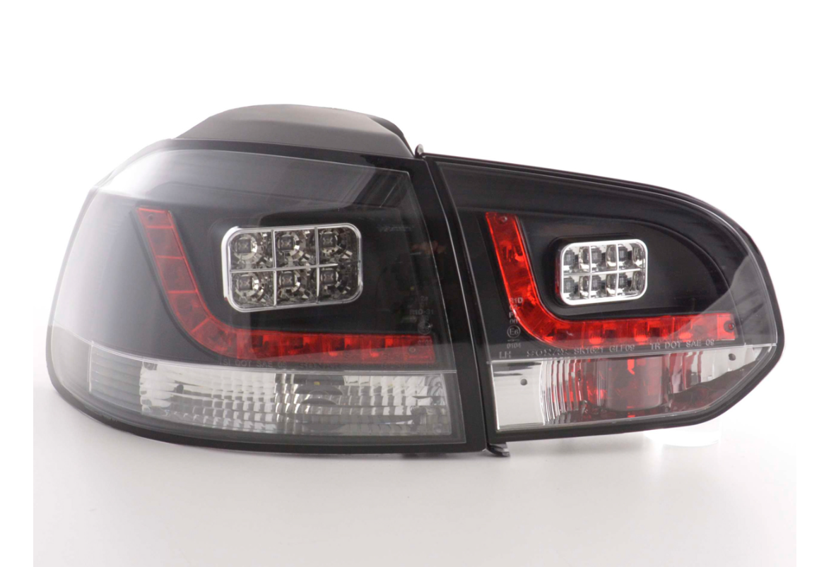 FK Set VW GOLF MK6 6 08-12 1K LED REAR LIGHTS Lightbar RED & BLACK SMOKE RHD