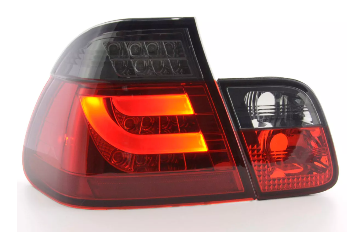 FK Pair LED REAR LIGHTS Lightbar DRL BMW 3-series E46 Saloon 98-01 red / black