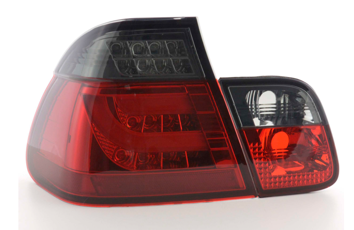 FK Pair LED REAR LIGHTS Lightbar DRL BMW 3-series E46 Saloon 98-01 red / black