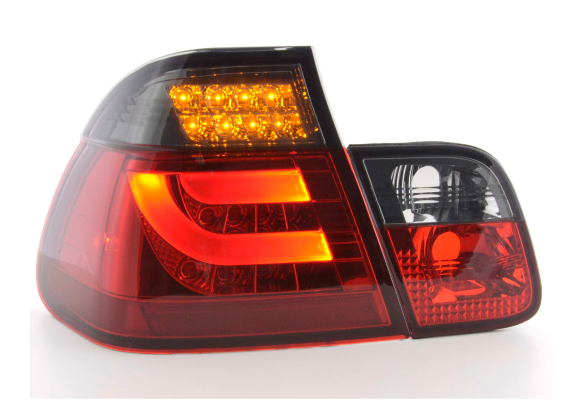 FK Pair LED REAR LIGHTS Lightbar DRL BMW 3-series E46 Saloon 98-01 red / black