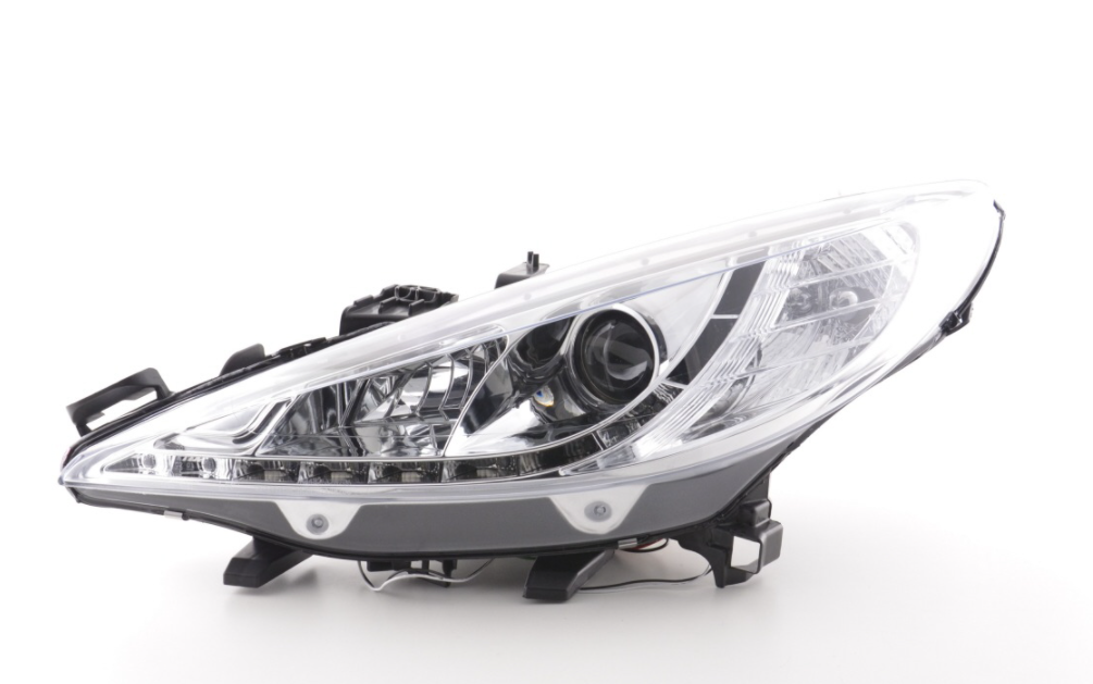 FK Set LED DRL Lightbar Halo Projector headlights Peugeot 207 2006+ black RHD