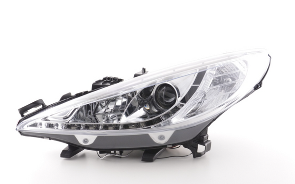 FK Set LED DRL Lichtleiste Halo Projektor Scheinwerfer Peugeot 207 2006+ schwarz RHD