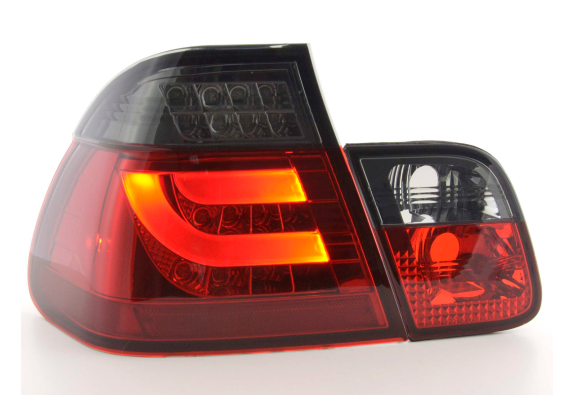 FK Pair LED REAR LIGHTS Lightbar DRL BMW 3-series E46 Saloon 98-01 red / black