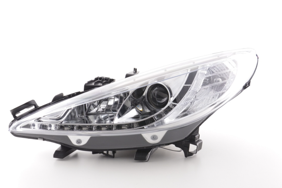 FK Set LED DRL Lightbar Projektor Halo Scheinwerfer Peugeot 207 2006+ Chrom RHD