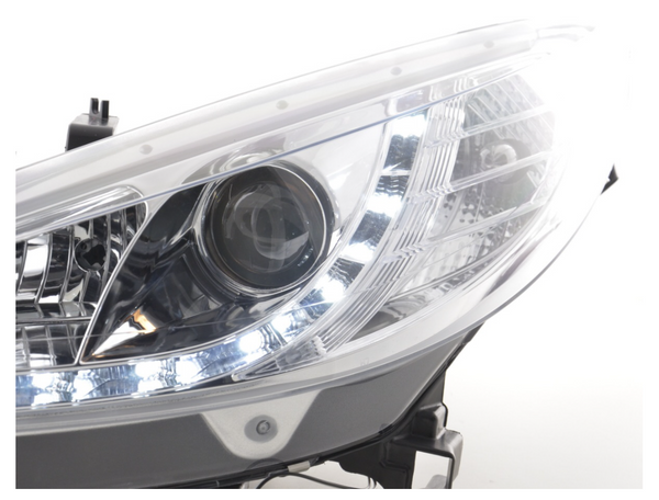 FK Set LED DRL Lightbar Projektor Halo Scheinwerfer Peugeot 207 2006+ Chrom RHD