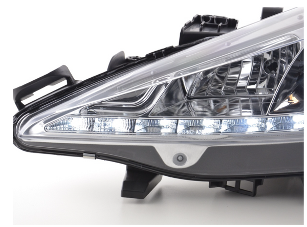 FK Set LED DRL Lightbar Projektor Halo Scheinwerfer Peugeot 207 2006+ Chrom RHD