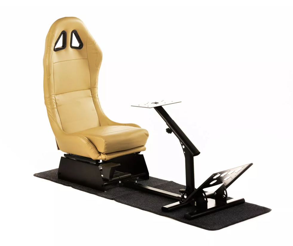 Simulator Chair Racing Seat Driving Game Gold Faux Leather PC F1 VR Gaming
