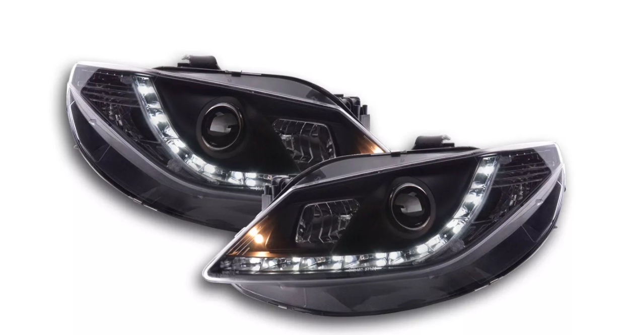 FK Pair LED DRL Projector headlights Seat Ibiza 4 MK4 type 6J 08+ black