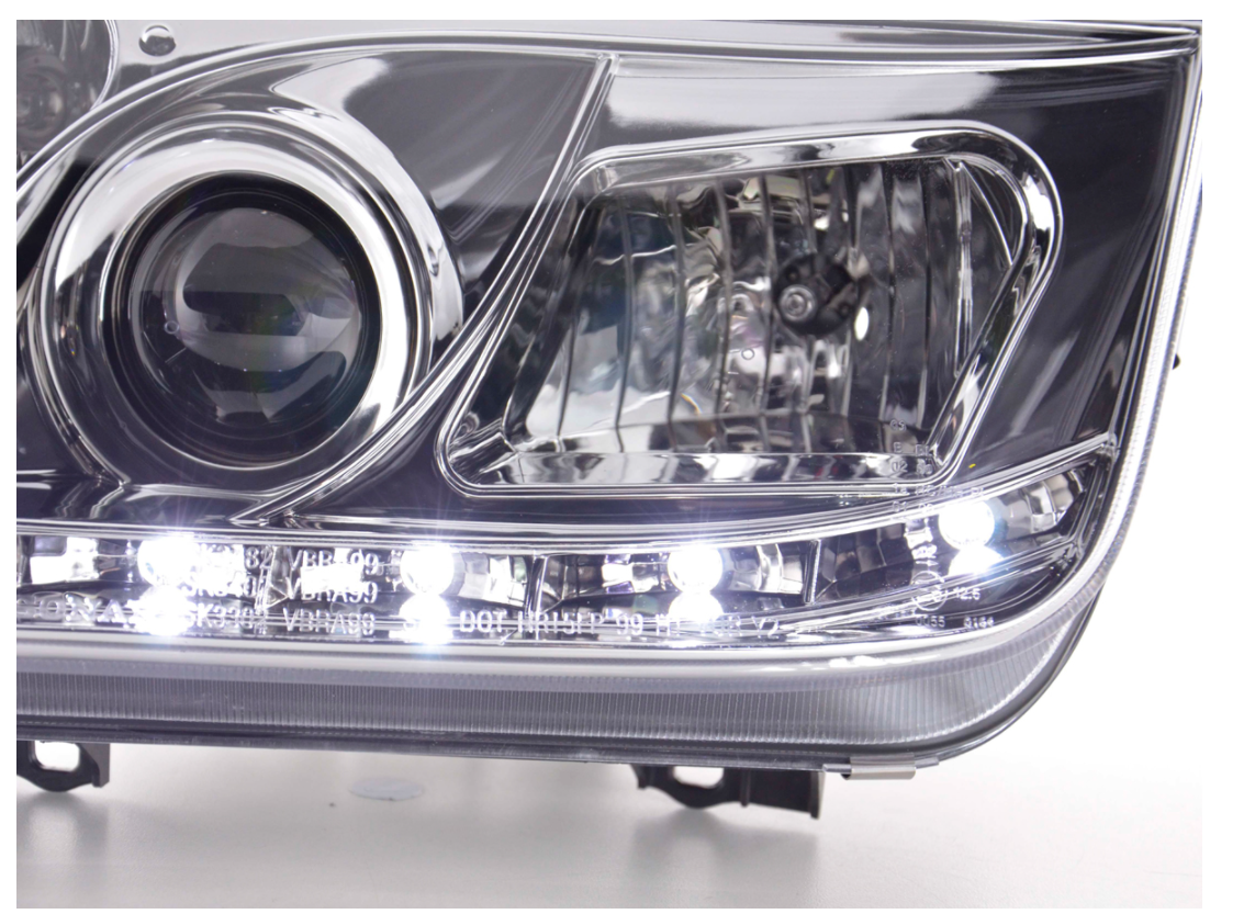 FK LED DRL Angel Eye Projector Headlight set VW Bora 1J 99-04 chrome LHD