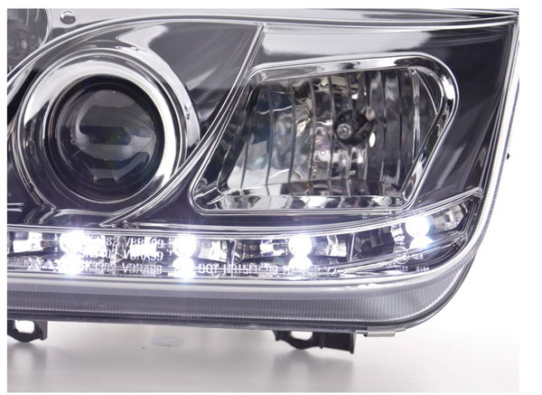 FK LED DRL Angel Eye Projector Headlight set VW Bora 1J 99-04 chrome LHD