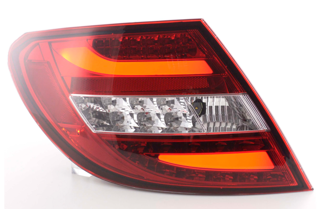 FK Paar LED-RÜCKLEUCHTEN Lightbar DRL Mercedes C-Klasse W204 2011+ rot klar LHD