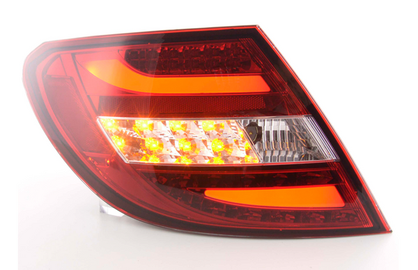 FK Paar LED-RÜCKLEUCHTEN Lightbar DRL Mercedes C-Klasse W204 2011+ rot klar LHD