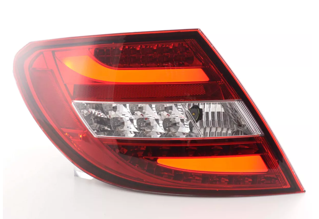 FK Paar LED-RÜCKLEUCHTEN Lightbar DRL Mercedes C-Klasse W204 2011+ rot klar LHD