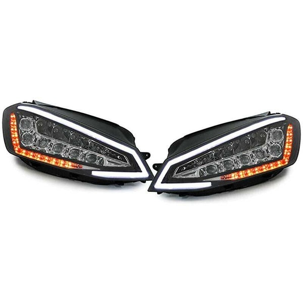 AS Set FULL LED DRL Lightbar Scheinwerfer VW Golf 7 MK7 12-17 Schwarz inkl. Motor LHD