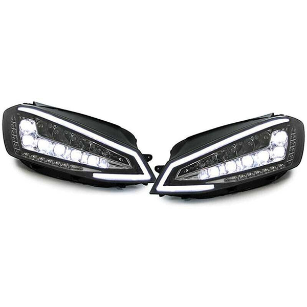 AS Set FULL LED DRL Lightbar Scheinwerfer VW Golf 7 MK7 12-17 Schwarz inkl. Motor LHD